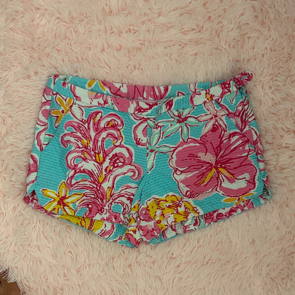 Lilly Pulitzer Pink and Blue Floral High Waist Shorts
